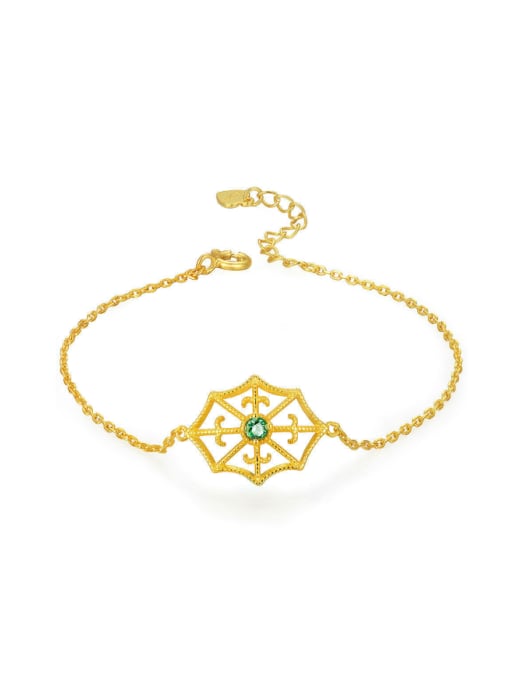 ZK Geometric Shaped 14K Gold Plated with Emerald