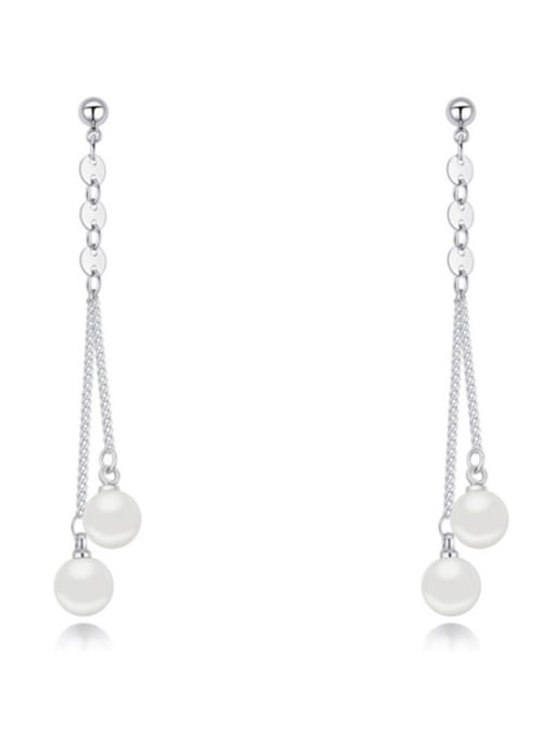 White Simple Imitation Pearls Alloy Drop Earrings