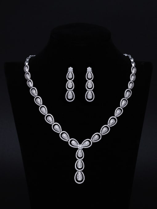 Luxu Bridal Wedding Necklace Earrings Noble Two Pieces Jewelry 0
