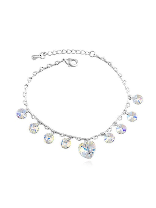 white Simple Round Heart austrian Crystals Alloy Anklet