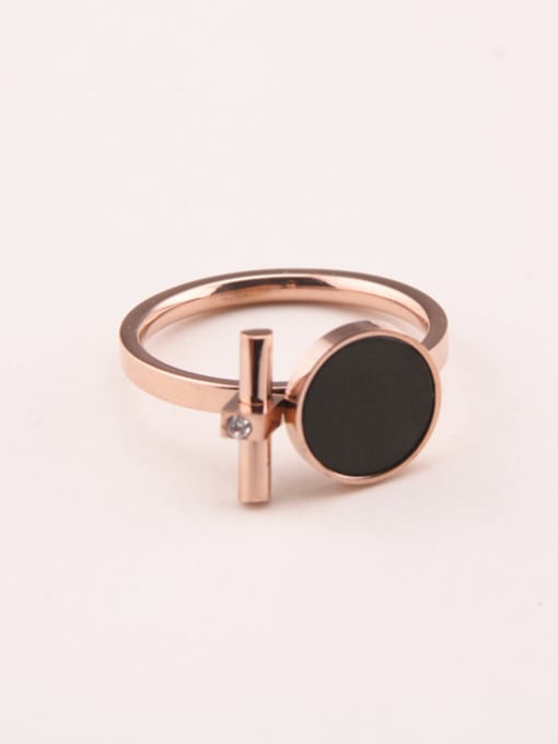 GROSE Fashion Geometric Black Round Fashion Ring 0