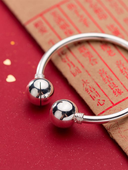 Rosh 925 Sterling Silver With Silver Plated Simplistic Round Ball Bell Bracelets 1