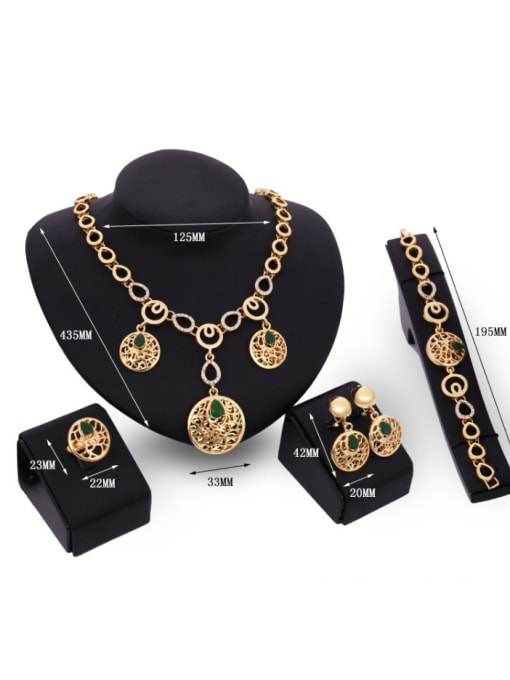 BESTIE Alloy Imitation-gold Plated Vintage style Artificial Stone Hollow Round shaped Four Pieces Jewelry Set 2