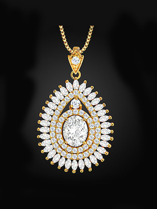 white Fashion Zircon Water Drop shaped Necklace