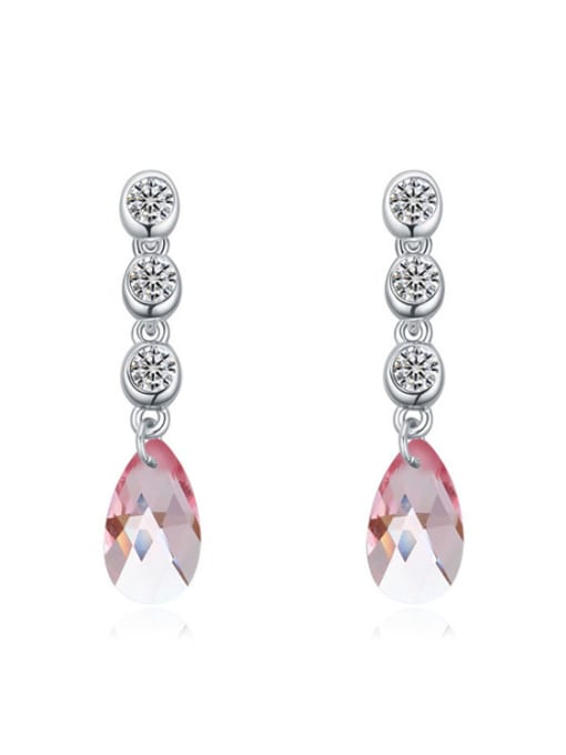pink Simple austrian Crystals Water Drop Alloy Stud Earrings