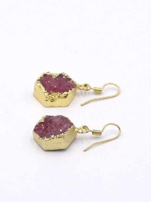 Tess Simple Hexagon-shaped Purple Natural Crystal Earrings 1