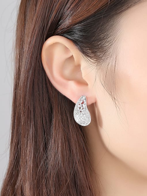 BLING SU Copper inlaid AAA zircon Shell-shape Earrings 1