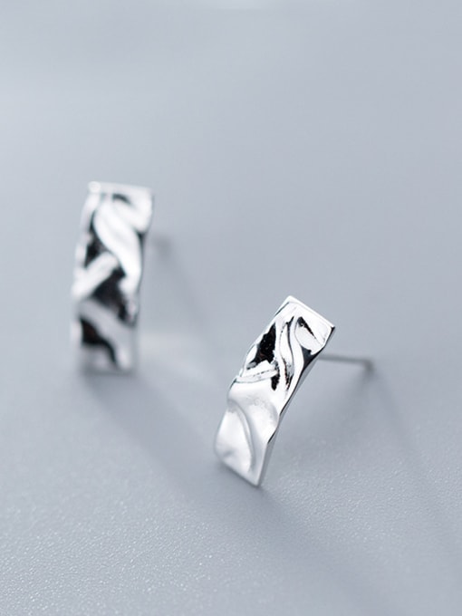 Rosh 925 Sterling Silver With Silver Plated Simplistic Geometric Stud Earrings 0