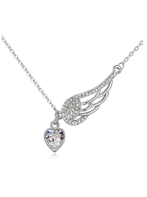 White Fashion Angel Wing Heart austrian Crystals Alloy Necklace