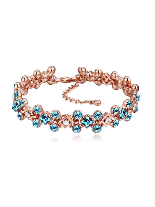 blue Exquisite Shiny austrian Crystals Rose Gold Plated Bracelet