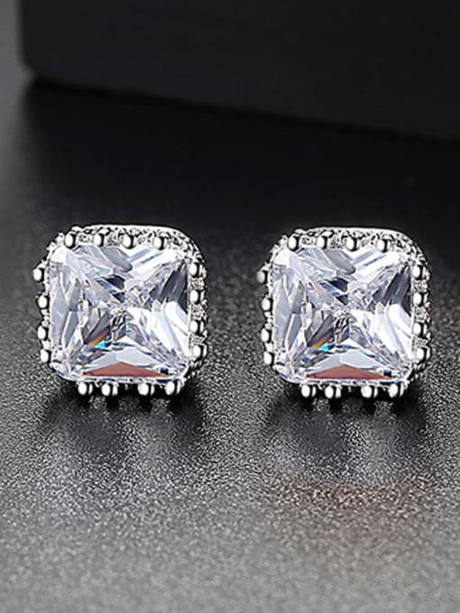 BLING SU AAA zircons square glistening multi-colored studs earring 4