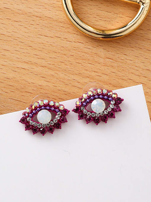 A Red Alloy With Rose Gold Plated Simplistic Evil Eye Stud Earrings
