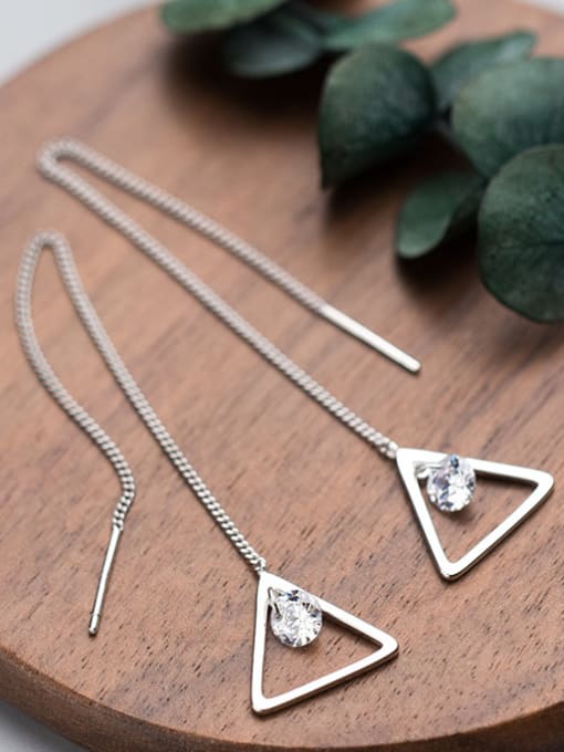 Rosh Exquisite Hollow Triangle Shaped Rhinestones Line Earrings 1