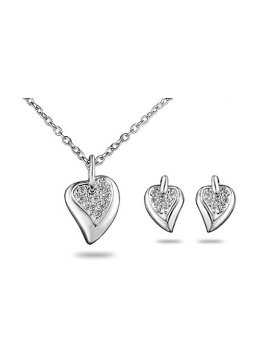 SANTIAGO Exquisite 18K Platinum Plated Heart Shaped Two Pieces Jewelry Set 0
