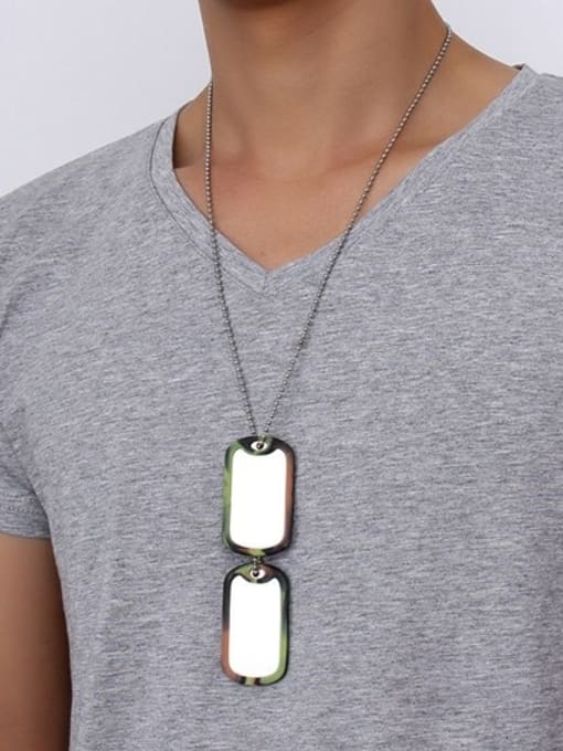 necklace Men Personality Tag Shaped Titanium Silicon Necklace