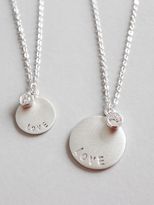 DAKA 925 Sterling Silver With Silver Plated Romantic Round Monogram & Name Necklaces 2