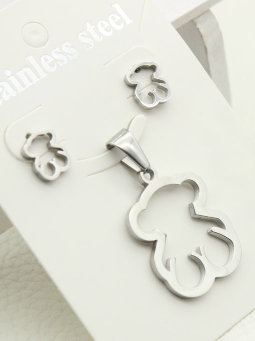 XIN DAI Simple Hollow Bear Earring Pendant Set 0