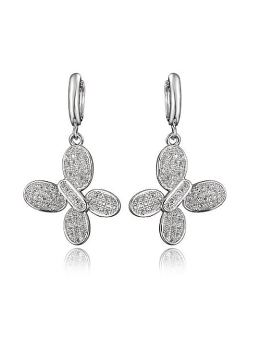 SANTIAGO All-match Butterfly Shaped 18K Platinum Plated Drop Earrings