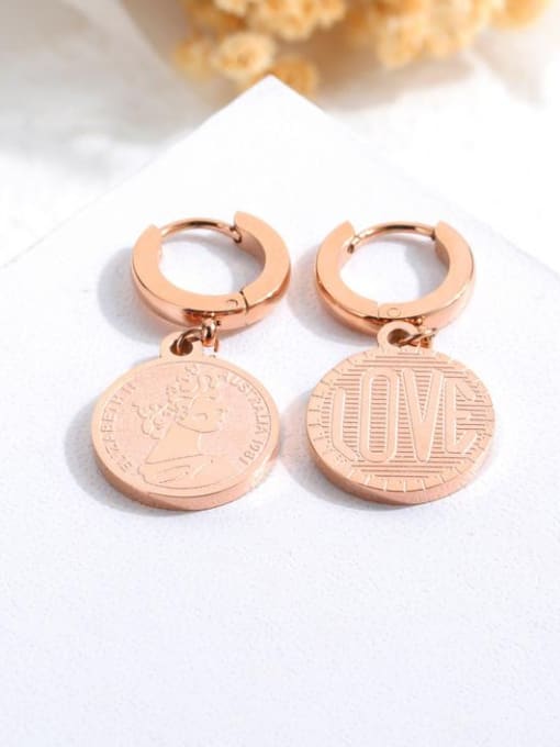 Open Sky Stainless Steel With Rose Gold Plated Lady Round Elizabeth S 1981 Stud Earrings 0