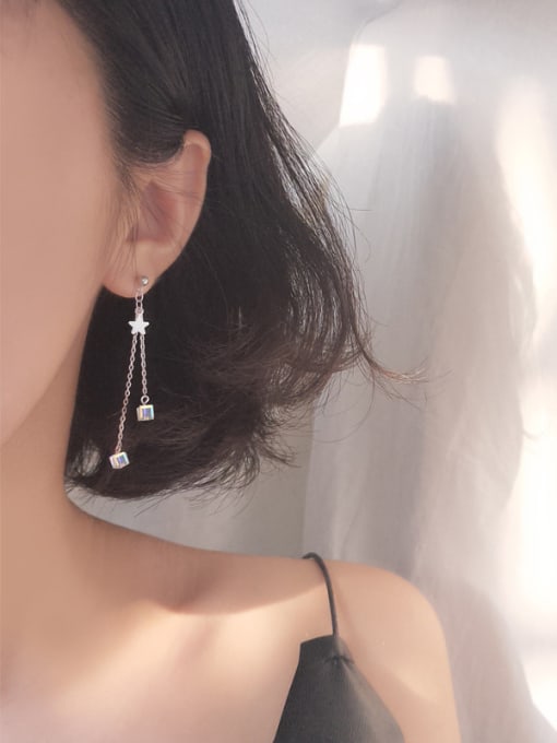 Peng Yuan Fashion Tiny Cubic Crystals 925 Silver Drop Earrings 1