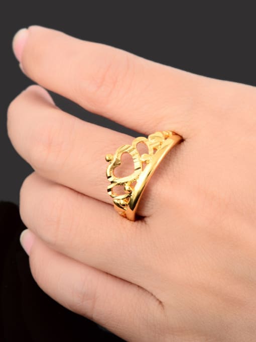 Yi Heng Da High Quality Crown Shaped 24K Gold Plated Copper Ring 2