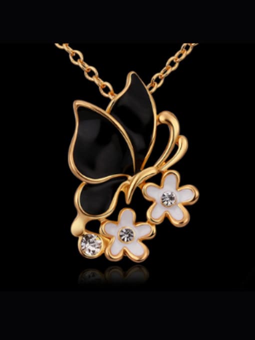 2 Fashion Butterfly Flowers Rhinestones Necklace