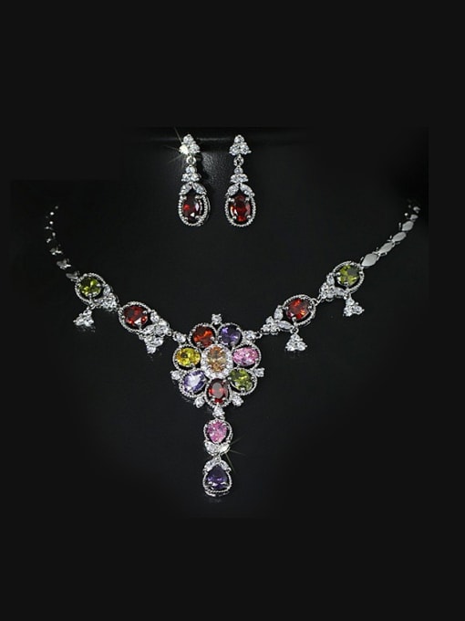 L.WIN Colorful Wedding Two Pieces Jewelry Set 0
