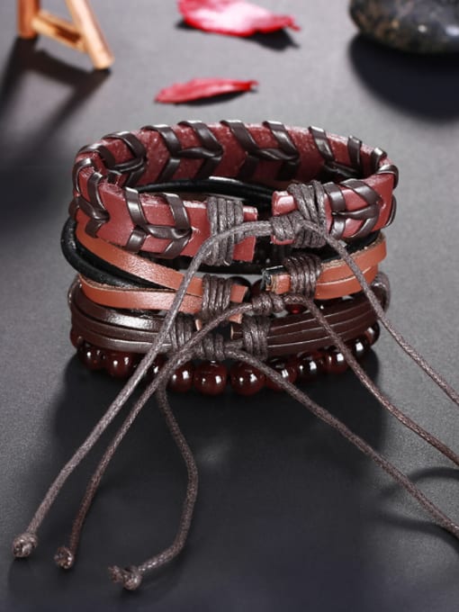 OUXI Multi-layers Artificial Leather Beads Bracelet 2