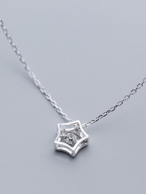 Rosh 925 Sterling Silver With Silver Plated Personality Hollow Star Necklaces 2
