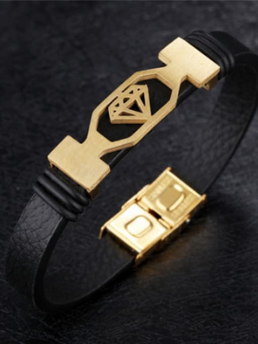 Gold Fashion Personalized Artificial Leather Band Bracelet