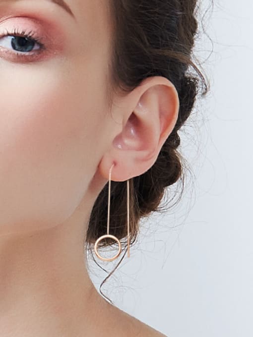 CEIDAI Simple Hollow Round Rose Gold Plated Line Earrings 1