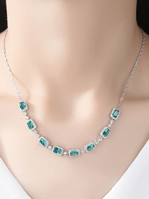 sliver 925 Sterling Silver With  Cubic Zirconia Luxury Geometric Necklaces
