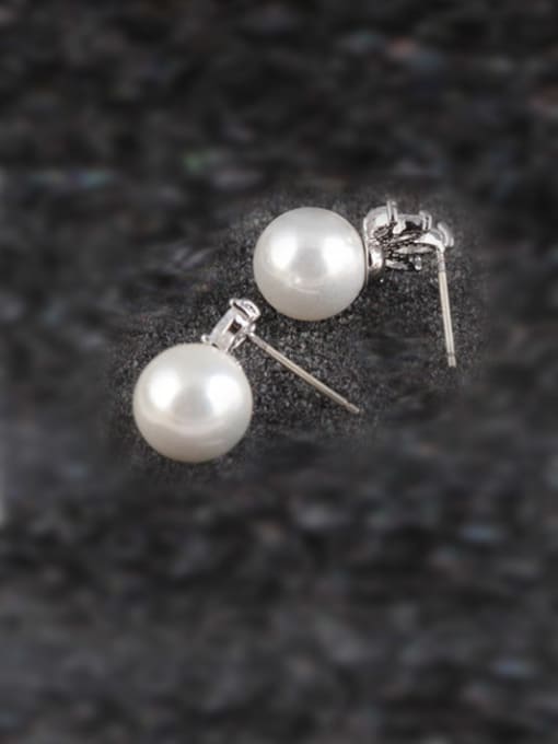 Qing Xing The Crown Of Zircon Shell Pearl All-match stud Earring 2