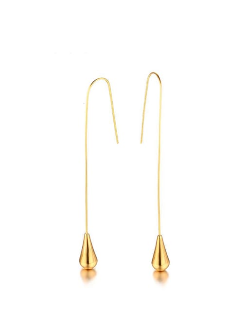 golden All-match Gold Plated Geometric Titanium Drop Earrings