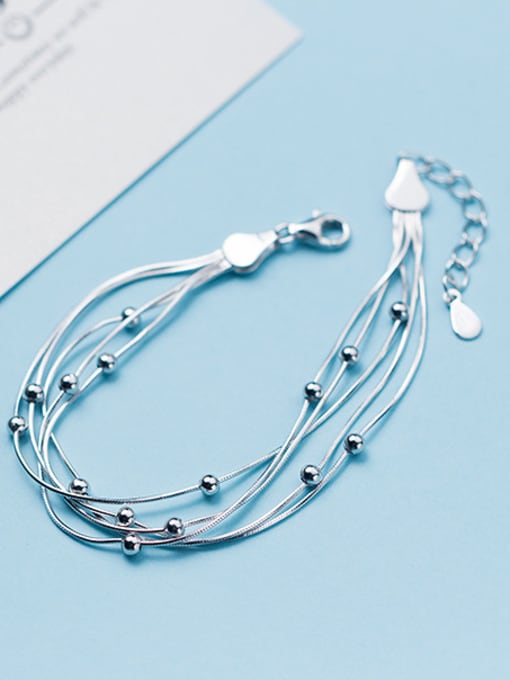 Rosh All-match Multi-layer Design Tiny Beads S925 Silver Bracelet 0