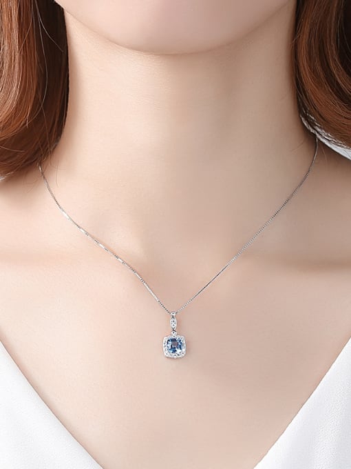 CCUI 925 Sterling Silver With Platinum Plated Delicate Square Necklaces 1