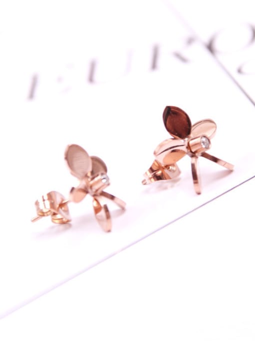 GROSE Titanium Flower Rhinestones Stud Earrings 1