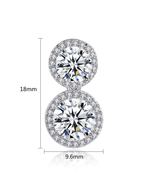 BLING SU Copper With Platinum Plated Delicate Round Cubic Zirconia Stud Earrings 4
