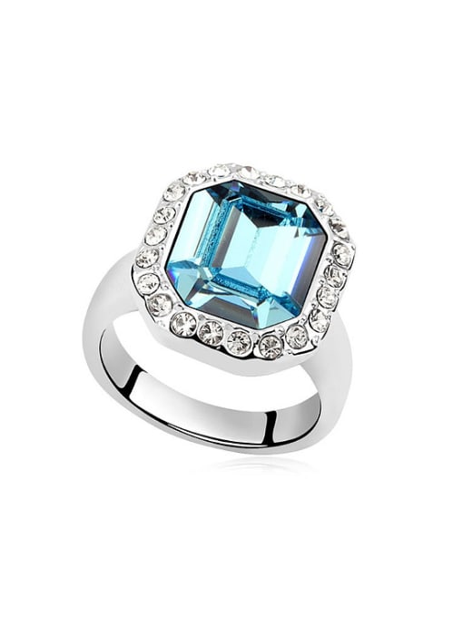 light blue Fashion austrian Crystal Alloy Platinum Plated Ring