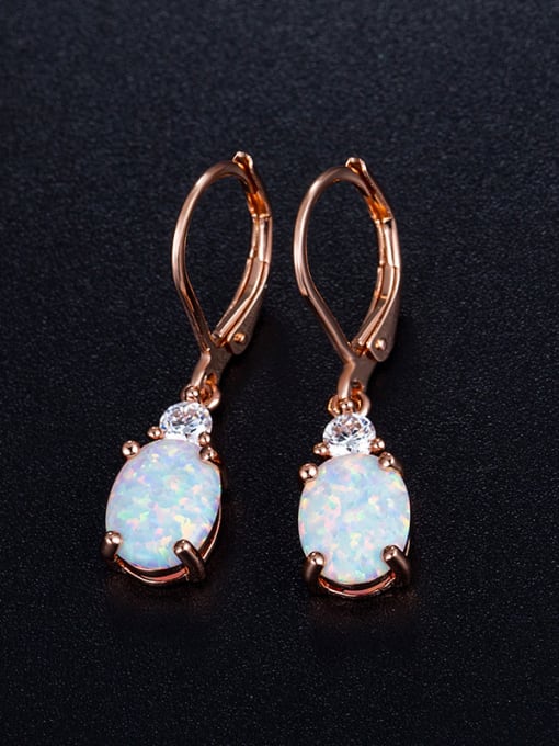 UNIENO Oval Shaped Rose Gold Plated Hook Earrings 1