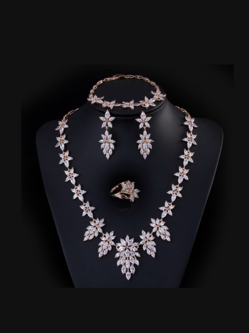 L.WIN Elegant  Leaf-shape Four Pieces Jewelry Set 0