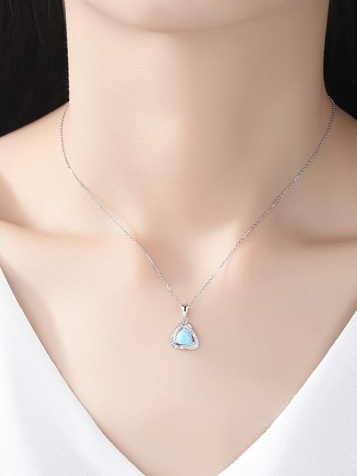 CCUI 925 Sterling Silver With White Gold Plated Simplistic Triangle Necklaces 1