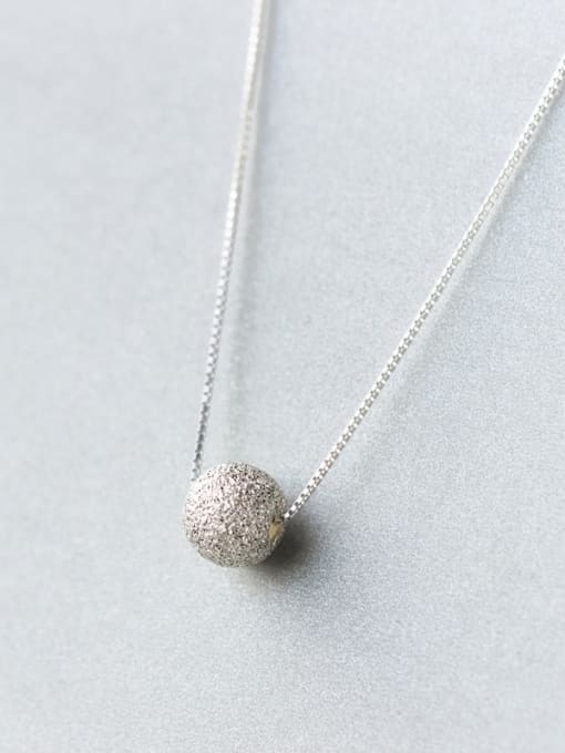 Rosh Fresh Frosted Ball Shaped S925 Silver Necklace 0