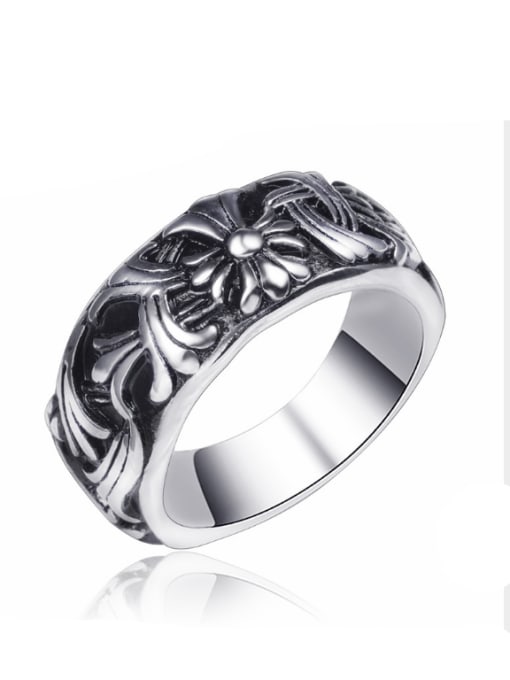 BSL Stainless Steel With Antique Silver Plated Trendy Round Rings