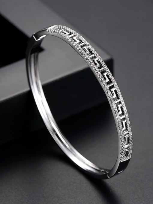 BLING SU Copper inlaid AAA zircon classic pattern bracelet 2