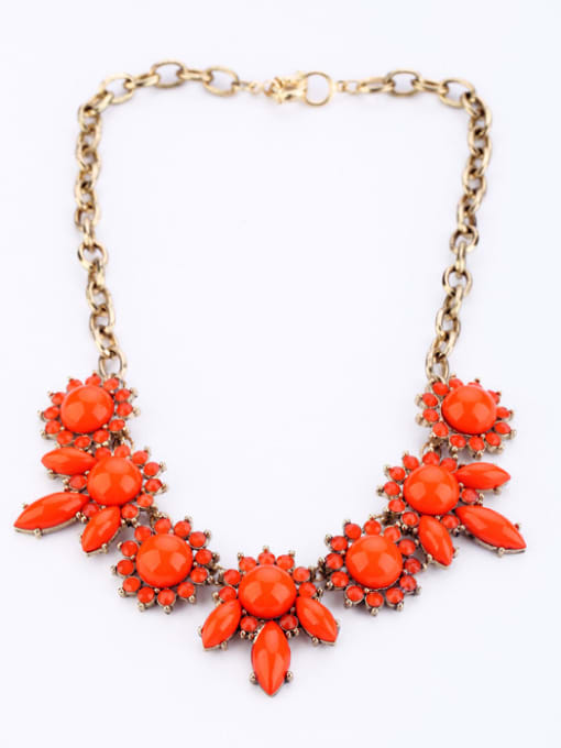 Orange 2018 Flower Artificial Stones Alloy Necklace