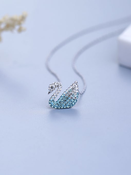 Blue 925 Silver Swan Necklace