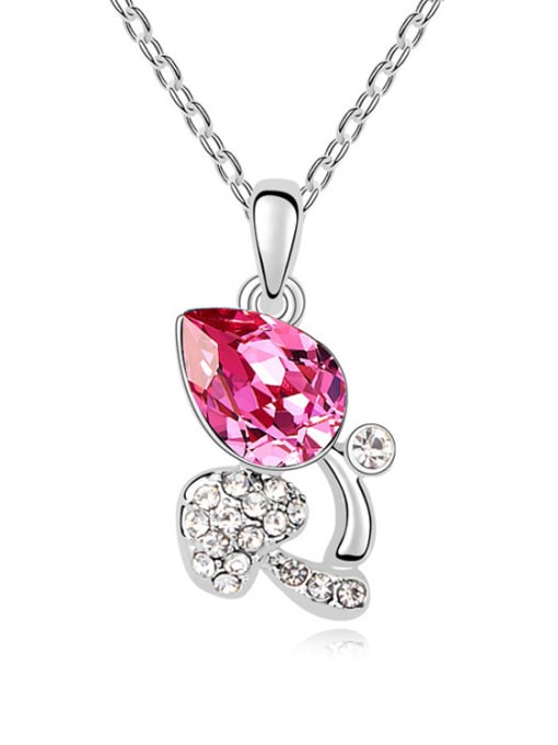 pink Austria was using austrian Elements Crystal Necklace Pendant Chain clavicle rose love