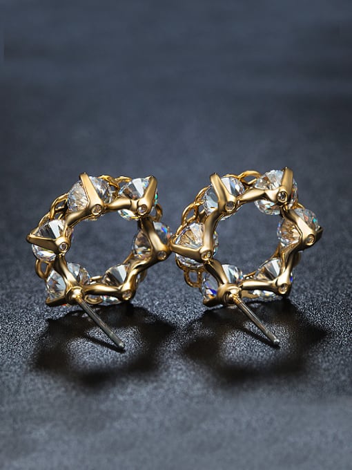 UNIENO Fashion Gold Plated Zircon Stud Earrings 1