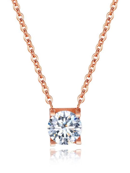 Open Sky Stainless Steel With Rose Gold Plated Fashion Square Necklaces